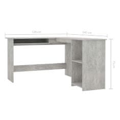 shumee betonszürke forgácslap L-alakú sarok-íróasztal 120x140x75 cm
