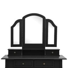 shumee fekete császárfa fésülködőasztal-szett ülőkével 100x40x146 cm