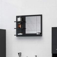 Greatstore magasfényű fekete forgácslap fürdőszobai tükör 60x10,5x45 cm