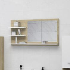 Greatstore fehér és sonoma színű forgácslap fürdőszobai tükör 90x10,5x45cm