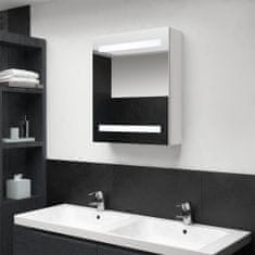 shumee fényes fehér LED-es tükrös fürdőszobaszekrény 50 x 14 x 60 cm