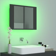 Greatstore szürke LED-es tükrös fürdőszobaszekrény 60 x 12 x 45 cm