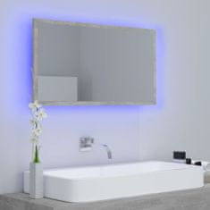 Greatstore betonszürke LED-es mérnöki fa fürdőszobatükör 80x8,5x37 cm