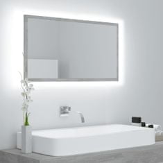 Greatstore betonszürke LED-es mérnöki fa fürdőszobatükör 80x8,5x37 cm