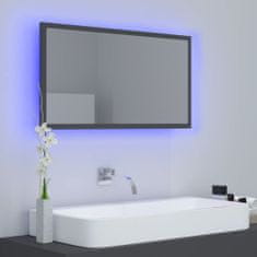 Greatstore szürke LED-es mérnöki fa fürdőszobatükör 80x8,5x37 cm