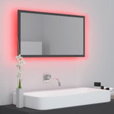 Greatstore szürke LED-es mérnöki fa fürdőszobatükör 80x8,5x37 cm