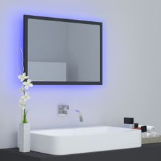 Greatstore szürke LED-es mérnöki fa fürdőszobatükör 60x8,5x37 cm