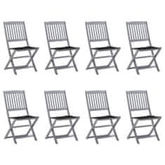 Greatstore 8 db összecsukható tömör akácfa kerti szék párnákkal