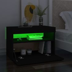 shumee fekete TV-szekrény LED-lámpákkal 60 x 35 x 40 cm