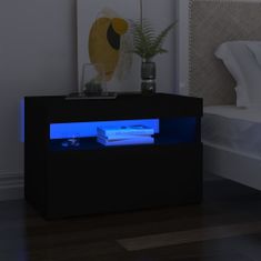 shumee fekete TV-szekrény LED-lámpákkal 60 x 35 x 40 cm