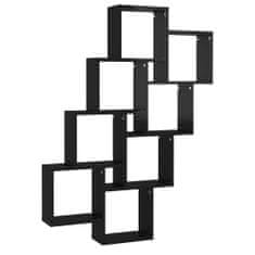 Greatstore magasfényű fekete forgácslap fali kockapolc 90 x 15 x 119 cm
