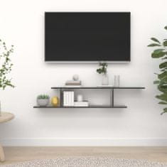 Greatstore magasfényű szürke forgácslap fali TV-polc 125 x 18 x 23 cm