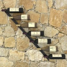 Greatstore fekete fém falra szerelhető bortartó állvány 7 palacknak
