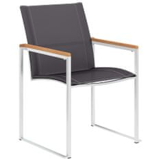 shumee 4 db szürke textilén és rozsdamentes acél kerti szék