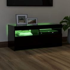 shumee fekete TV-szekrény LED-világítással 90x35x40 cm