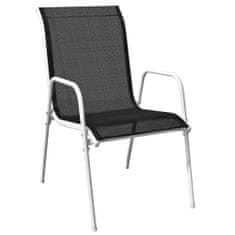 shumee 2 db fekete rakásolható acél és textilén kerti szék