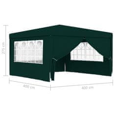 Greatstore zöld rendezvénysátor oldalfalakkal 4 x 4 m 90 g/m²