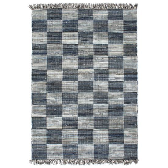 shumee kék, kézzel szőtt farmervászon Chindi szőnyeg 80 x 160 cm