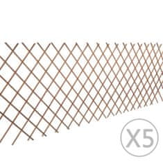 Vidaxl 5 darab rácsos fűzfa kerítés 180 x 90 cm 140395