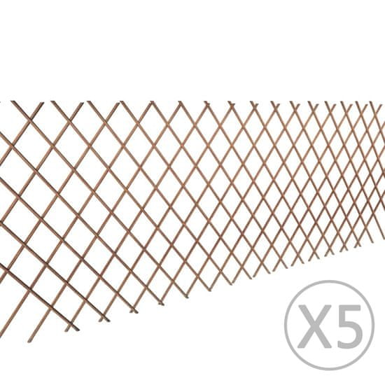 Vidaxl 5 darab rácsos fűzfa kerítés 180 x 90 cm 140395