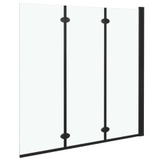 shumee 3 paneles fekete ESG zuhanyzó összecsukható ajtóval 130x138 cm