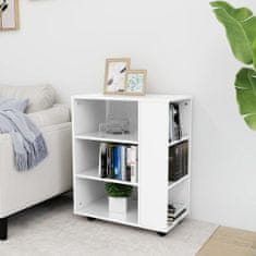 shumee magasfényű fehér forgácslap kerekes szekrény 60 x 35 x 75 cm