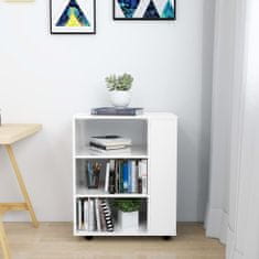 shumee magasfényű fehér forgácslap kerekes szekrény 60 x 35 x 75 cm