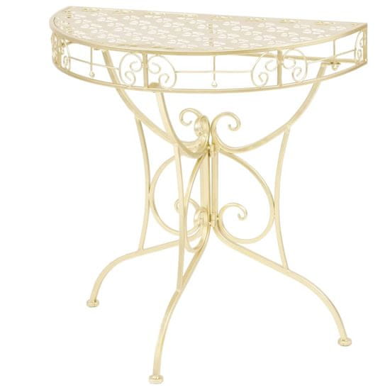shumee vintage aranyszínű félkör alakú fém kisasztal 72 x 36 x 74 cm
