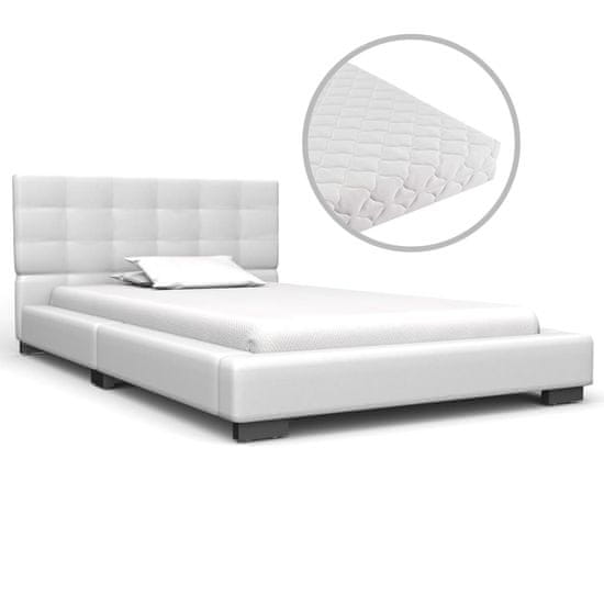 shumee fehér műbőr ágy matraccal 90 x 200 cm