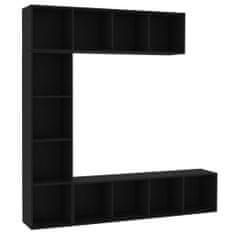 shumee 3-részes fekete könyv-/TV-szekrényszett 180 x 30 x 180 cm
