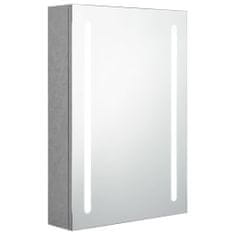 Greatstore betonszürke LED-es tükrös fürdőszobaszekrény 50 x 13 x 70 cm