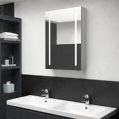 Greatstore betonszürke LED-es tükrös fürdőszobaszekrény 50 x 13 x 70 cm