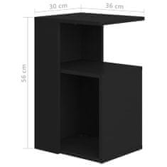 Greatstore fekete forgácslap kisasztal 36 x 30 x 56 cm