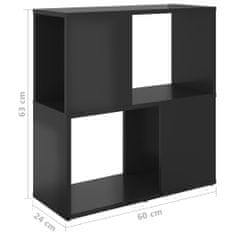 Greatstore magasfényű fekete forgácslap könyvszekrény 60 x 24 x 63 cm