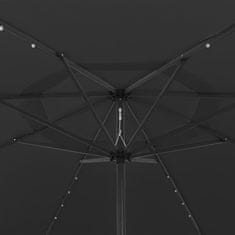 shumee fekete kültéri napernyő LED-fényekkel és fémrúddal 400 cm