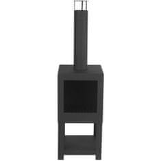 Greatstore Esschert Design FF410 fekete kültéri kandalló tűzifatárolóval