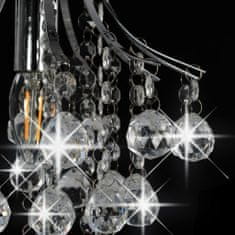 Greatstore ezüstszínű kerek mennyezeti lámpa kristálygyöngyökkel E14