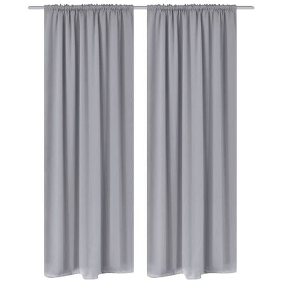 shumee 130376 2 pcs Grey Slot-Headed Blackout Curtains 135 x 245 cm