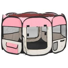 shumee rózsaszínű összecsukható kutyakennel hordtáskával 110x110x58 cm