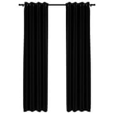 shumee 2 db fekete, vászonhatású sötétítőfüggöny fűzőkarikával 140 x 225 cm