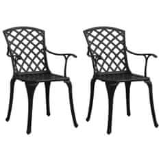 shumee 2 db fekete öntött alumínium kerti szék