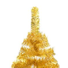shumee aranyszínű PET műkarácsonyfa LED-ekkel és gömbökkel 210 cm