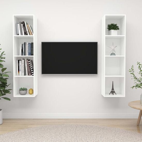 shumee 2 db fehér forgácslap falra szerelhető TV-szekrény
