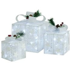 shumee 3 darab ezüst kül- és beltéri dekoratív karácsonyi ajándékdoboz