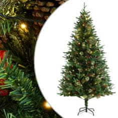 shumee zöld PVC és PE karácsonyfa LED-ekkel és fenyőtobozokkal 195 cm