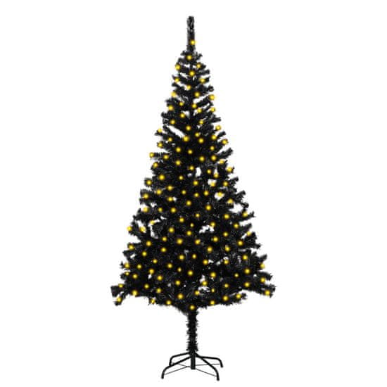 shumee fekete PVC műkarácsonyfa LED fényekkel és talppal 210 cm
