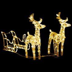 shumee akril rénszarvasos-szános karácsonyi dísz 160 LED-del 130 cm