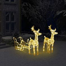 shumee akril rénszarvasos-szános karácsonyi dísz 160 LED-del 130 cm