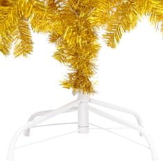 shumee aranyszínű PET műkarácsonyfa LED-ekkel és gömbökkel 210 cm 