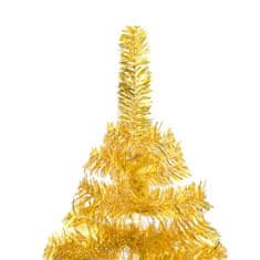 shumee aranyszínű PET műkarácsonyfa LED-ekkel és gömbökkel 210 cm 